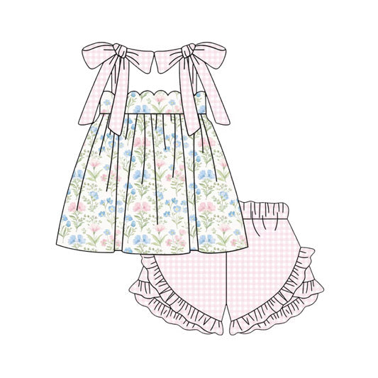 Gingham Garden Short Set - Girls