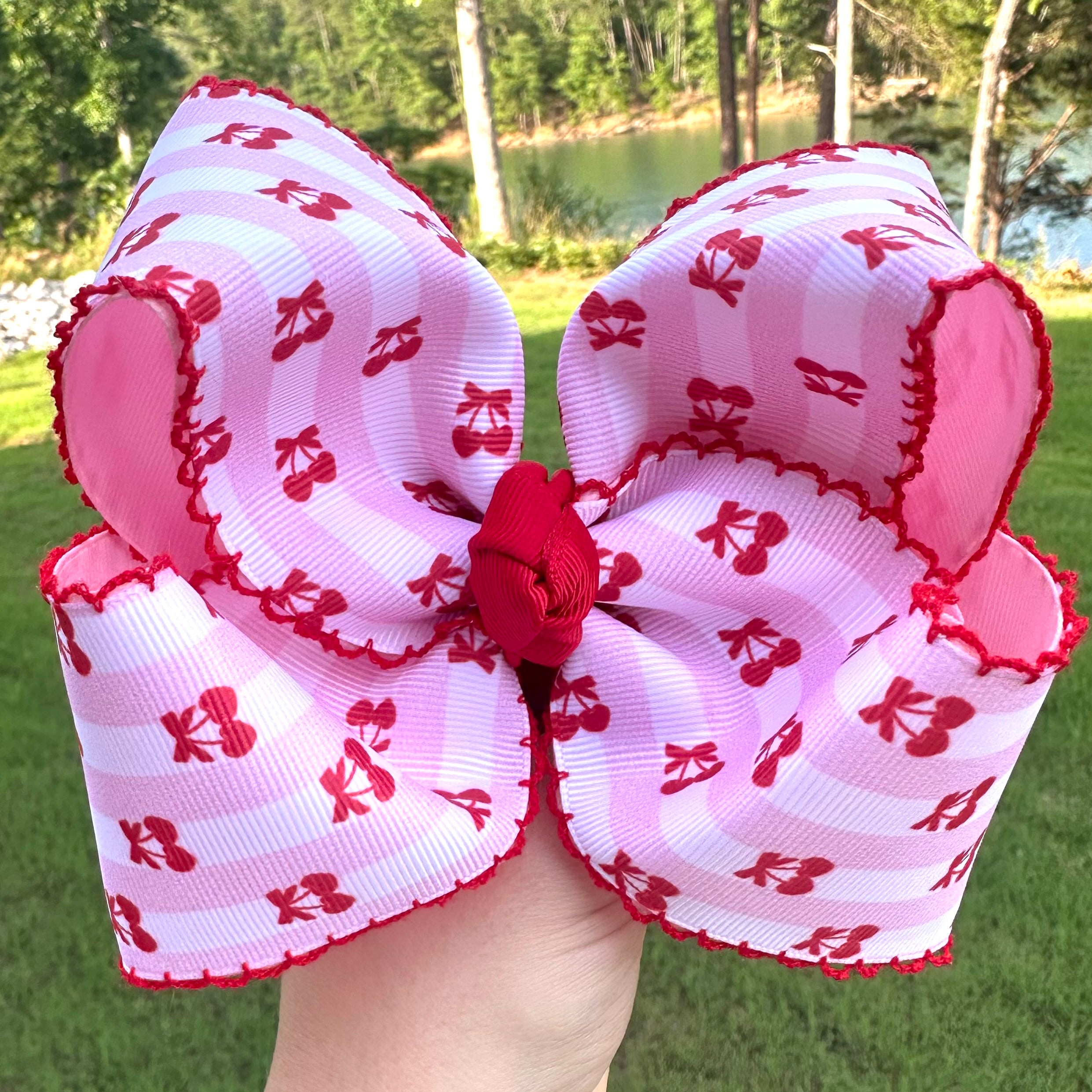 Striped Cherry Moonstitch