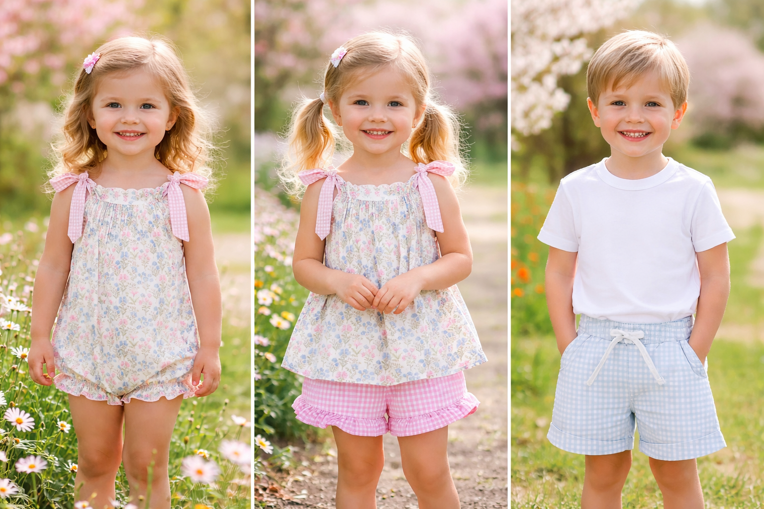 Gingham Garden Short Set - Girls