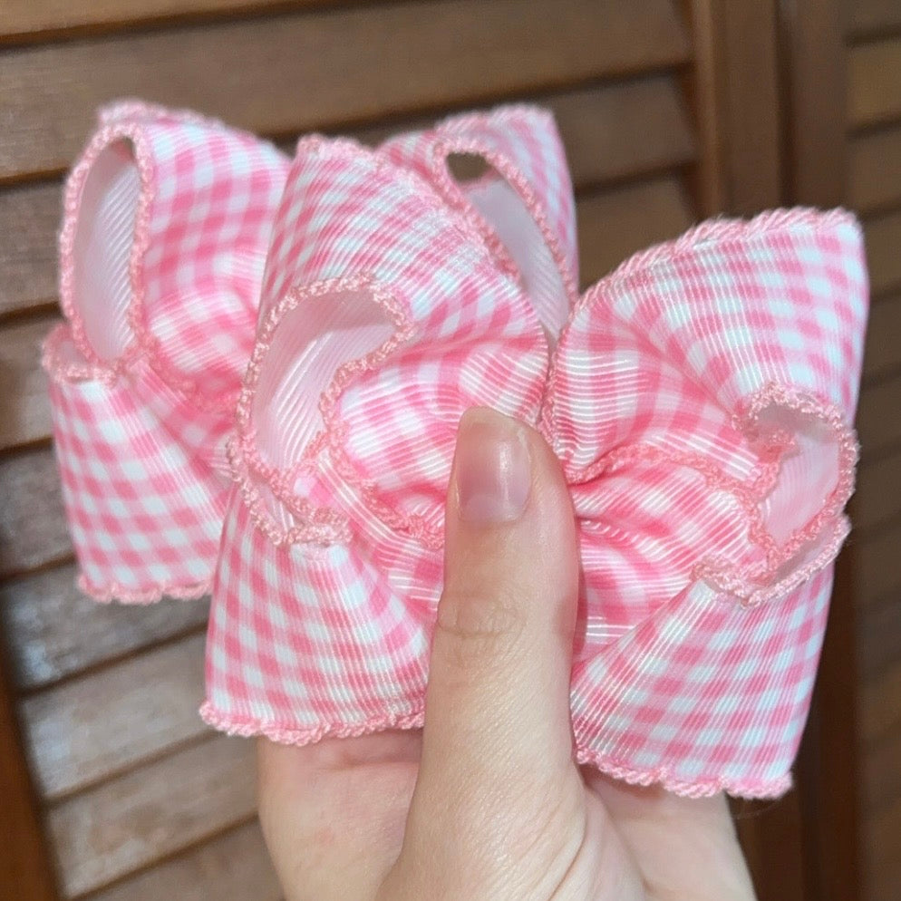 Pink Gingham Moonstitch Piggies